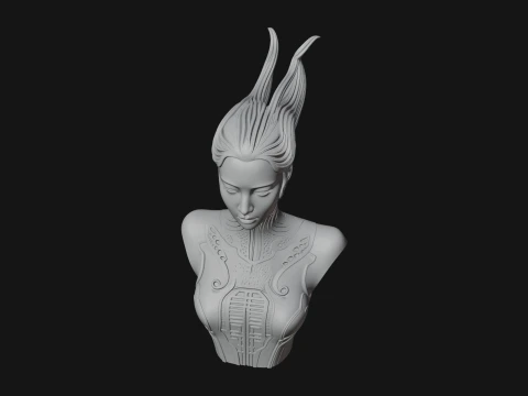 Futuristic Woman Bust Statue Design 1 - 3D Print Model 3D Print Model