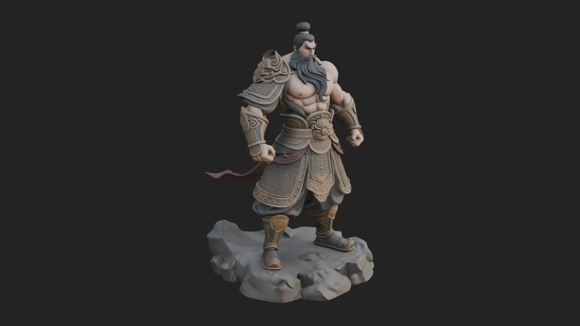 Chinese General on Rock Statue Design 1 - 3D Print Model 3D Print Model .c4d .max .obj .3ds .fbx .stl .blend