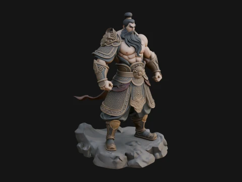 Chinese General on Rock Statue Design 1 - 3D Print Model 3D Print Model