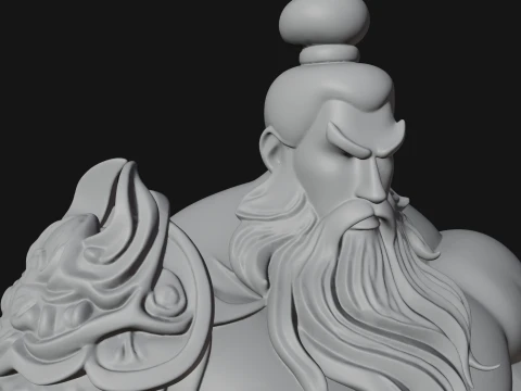 Chinese General on Rock Statue Design 1 - 3D Print Model 3D Print Model