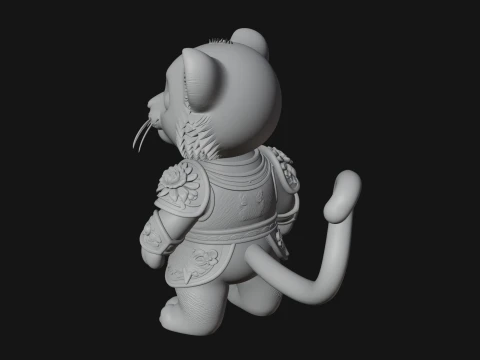 Floral Chibi Tiger Statue Design 1 - 3D Print Model 3D Print Model
