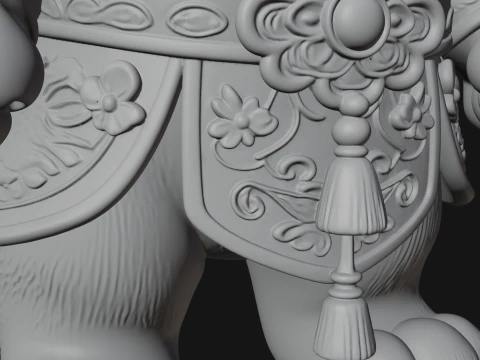 Floral Chibi Tiger Statue Design 1 - 3D Print Model 3D Print Model