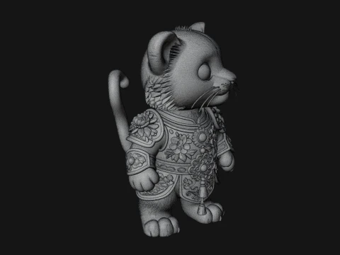 Floral Chibi Tiger Statue Design 1 - 3D Print Model 3D Print Model