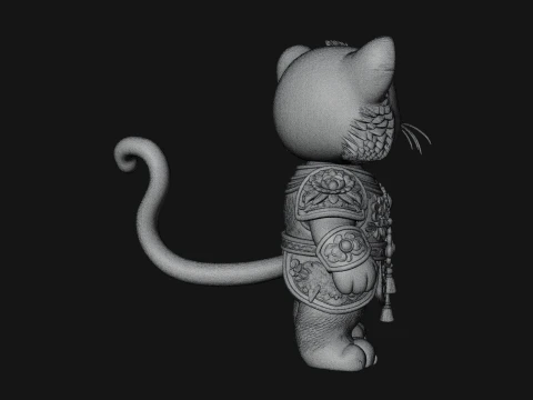 Floral Chibi Tiger Statue Design 1 - 3D Print Model 3D Print Model