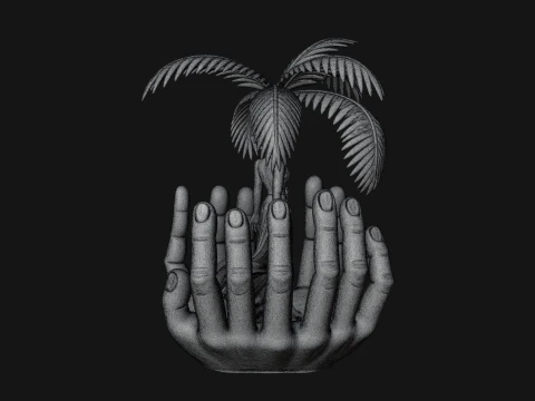 Hands Holding Palm Tree Statue Design 1 - 3D Print Model 3D Print Model