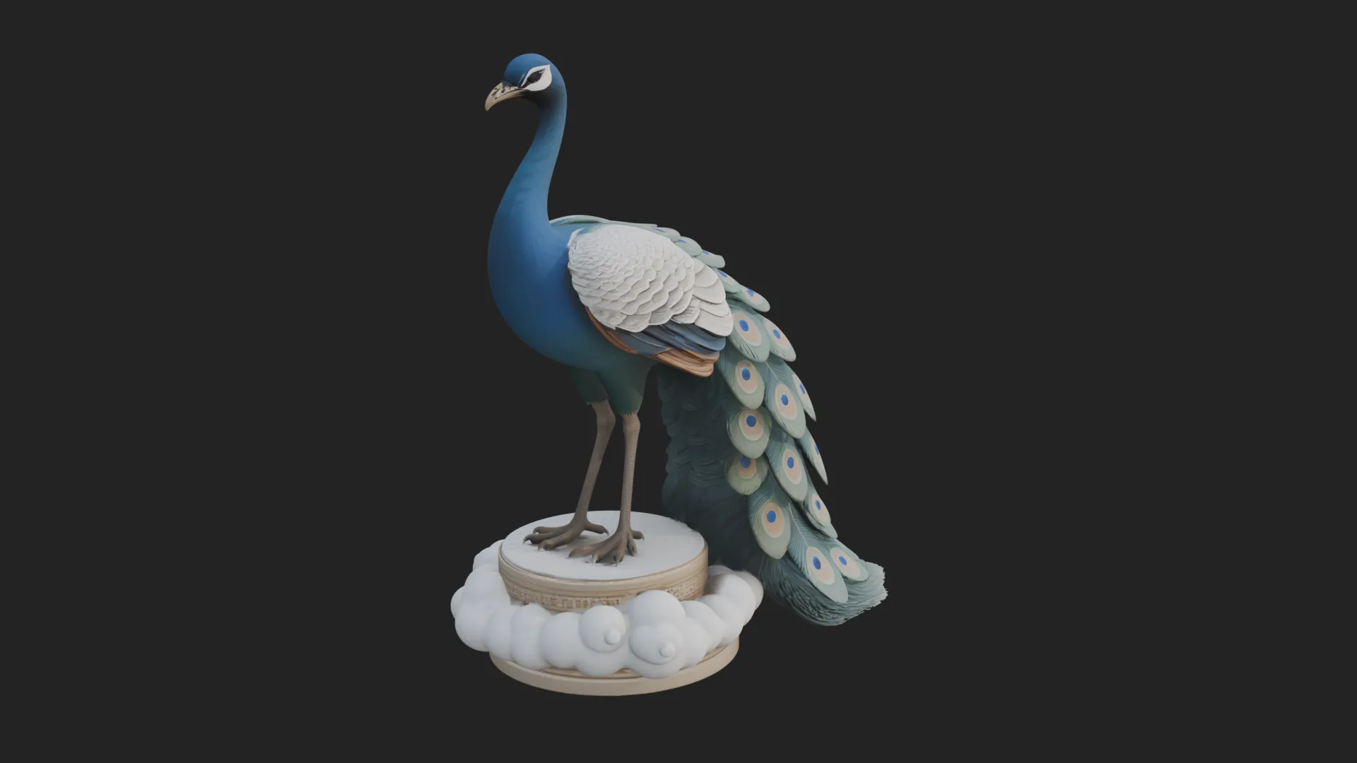 Peacock on Hand Pedestal Statue Design 1 - 3D Print Model 3D Print Model .c4d .max .obj .3ds .fbx .stl .blend 
