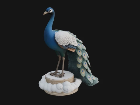 Peacock on Hand Pedestal Statue Design 1 - 3D Print Model 3D Print Model