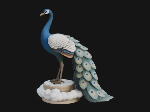 Peacock on Hand Pedestal Statue Design 1 - 3D Print Model 3D Print Model
