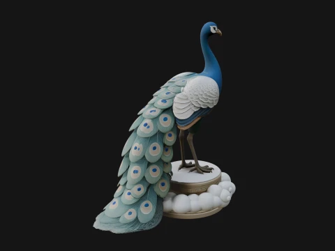 Peacock on Hand Pedestal Statue Design 1 - 3D Print Model 3D Print Model