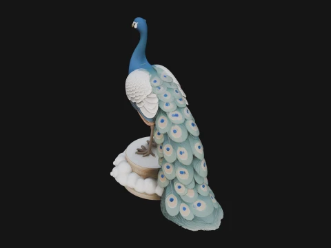 Peacock on Hand Pedestal Statue Design 1 - 3D Print Model 3D Print Model