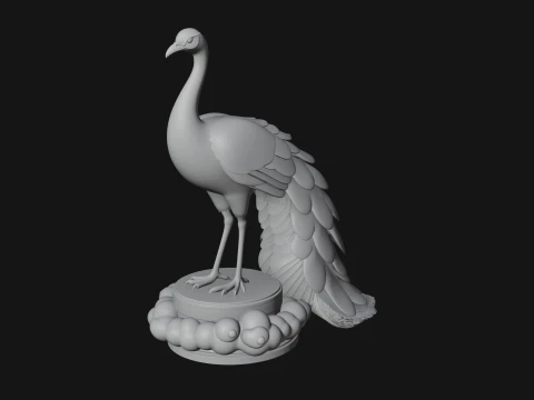 Peacock on Hand Pedestal Statue Design 1 - 3D Print Model 3D Print Model