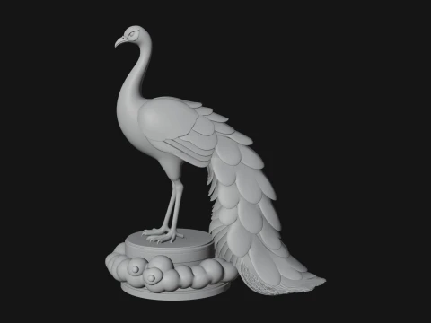 Peacock on Hand Pedestal Statue Design 1 - 3D Print Model 3D Print Model