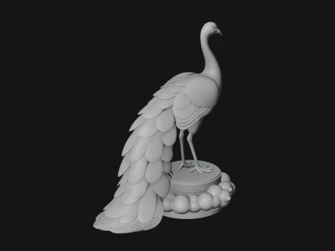 Peacock on Hand Pedestal Statue Design 1 - 3D Print Model 3D Print Model