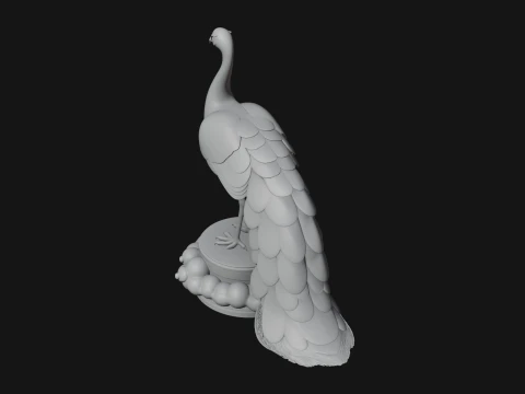 Peacock on Hand Pedestal Statue Design 1 - 3D Print Model 3D Print Model