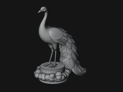Peacock on Hand Pedestal Statue Design 1 - 3D Print Model 3D Print Model