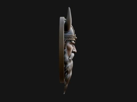 Viking Face Relief Medallion Pendant Design 1 - 3D Print Model 3D Print Model