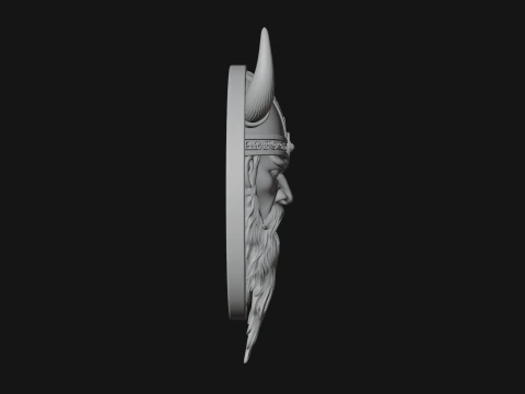 Viking Face Relief Medallion Pendant Design 1 - 3D Print Model 3D Print Model