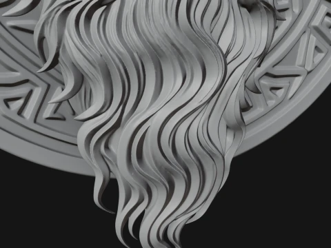 Viking Face Relief Medallion Pendant Design 1 - 3D Print Model 3D Print Model