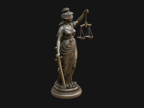 Lady Justice Statue Design 1 - 3D Print Model 3D Print Model