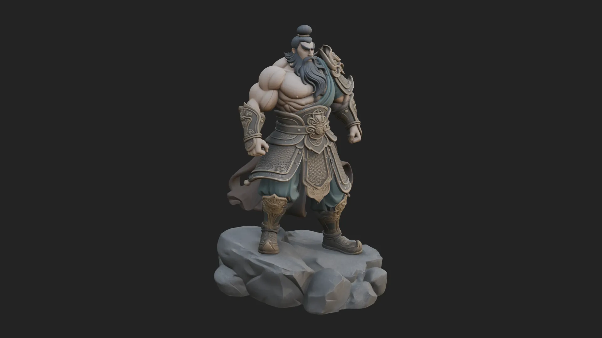 Chinese General on Rock Statue Design 2 - 3D Print Model 3D Print Model .c4d .max .obj .3ds .fbx .stl .blend