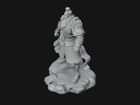 Chinese General on Rock Statue Design 2 - 3D Print Model 3D Print Model