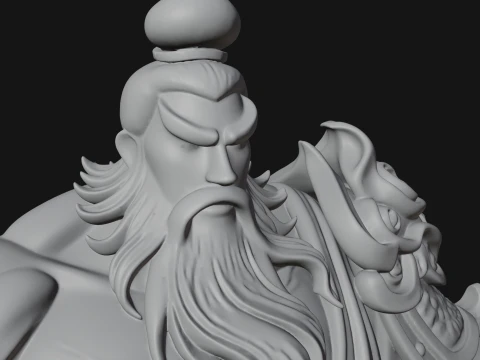 Chinese General on Rock Statue Design 2 - 3D Print Model 3D Print Model