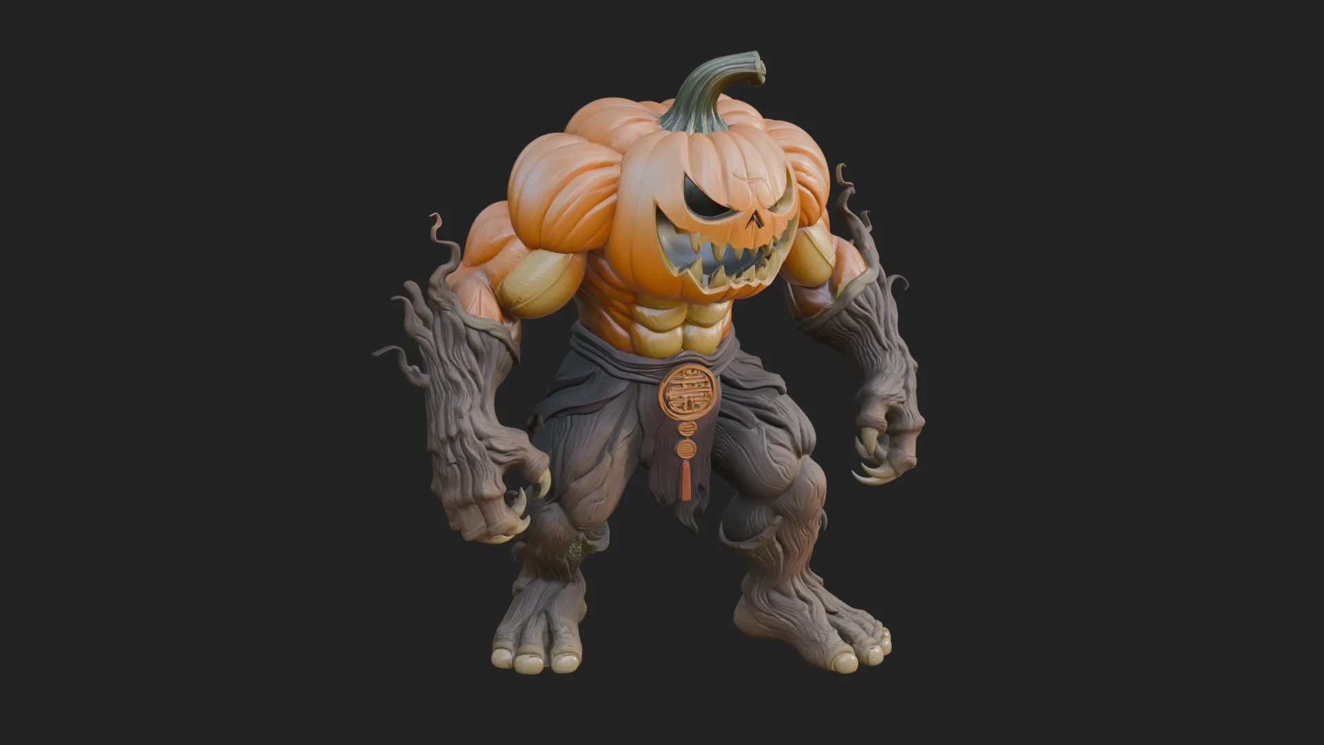 Pumpkin Tree Creature Statue Design 1 - 3D Print Model 3D Print Model .c4d .max .obj .3ds .fbx .stl .blend 
