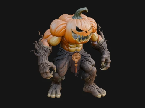 Pumpkin Tree Creature Statue Design 1 - 3D Print Model Modelo de impresión 3D