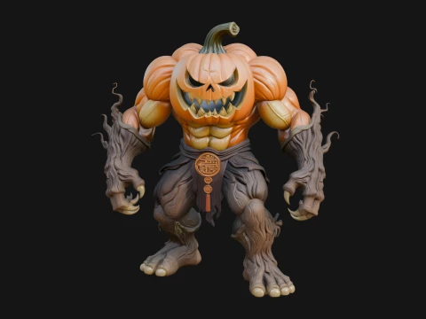Pumpkin Tree Creature Statue Design 1 - 3D Print Model 3D Print Model