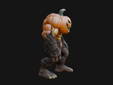 Pumpkin Tree Creature Statue Design 1 - 3D Print Model 3D Print Model