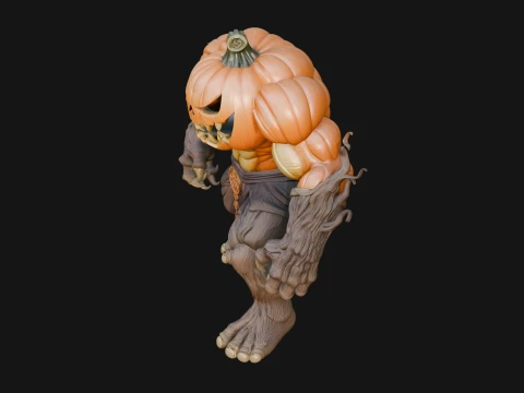 Pumpkin Tree Creature Statue Design 1 - 3D Print Model 3D Print Model