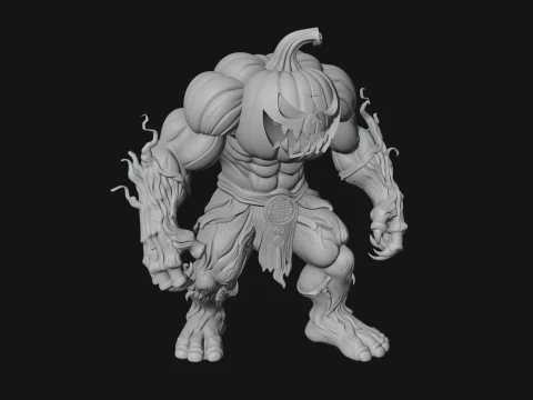Pumpkin Tree Creature Statue Design 1 - 3D Print Model 3D Print Model