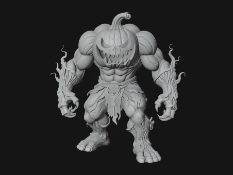 Pumpkin Tree Creature Statue Design 1 - 3D Print Model 3D Print Model