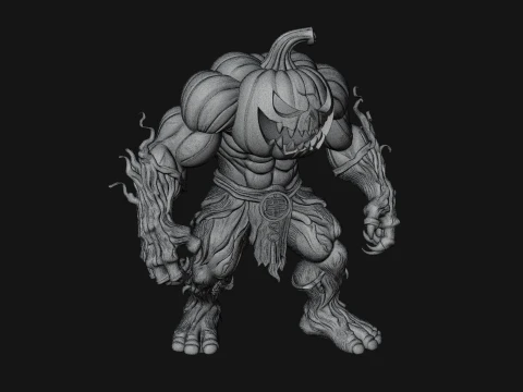 Pumpkin Tree Creature Statue Design 1 - 3D Print Model 3D Print Model