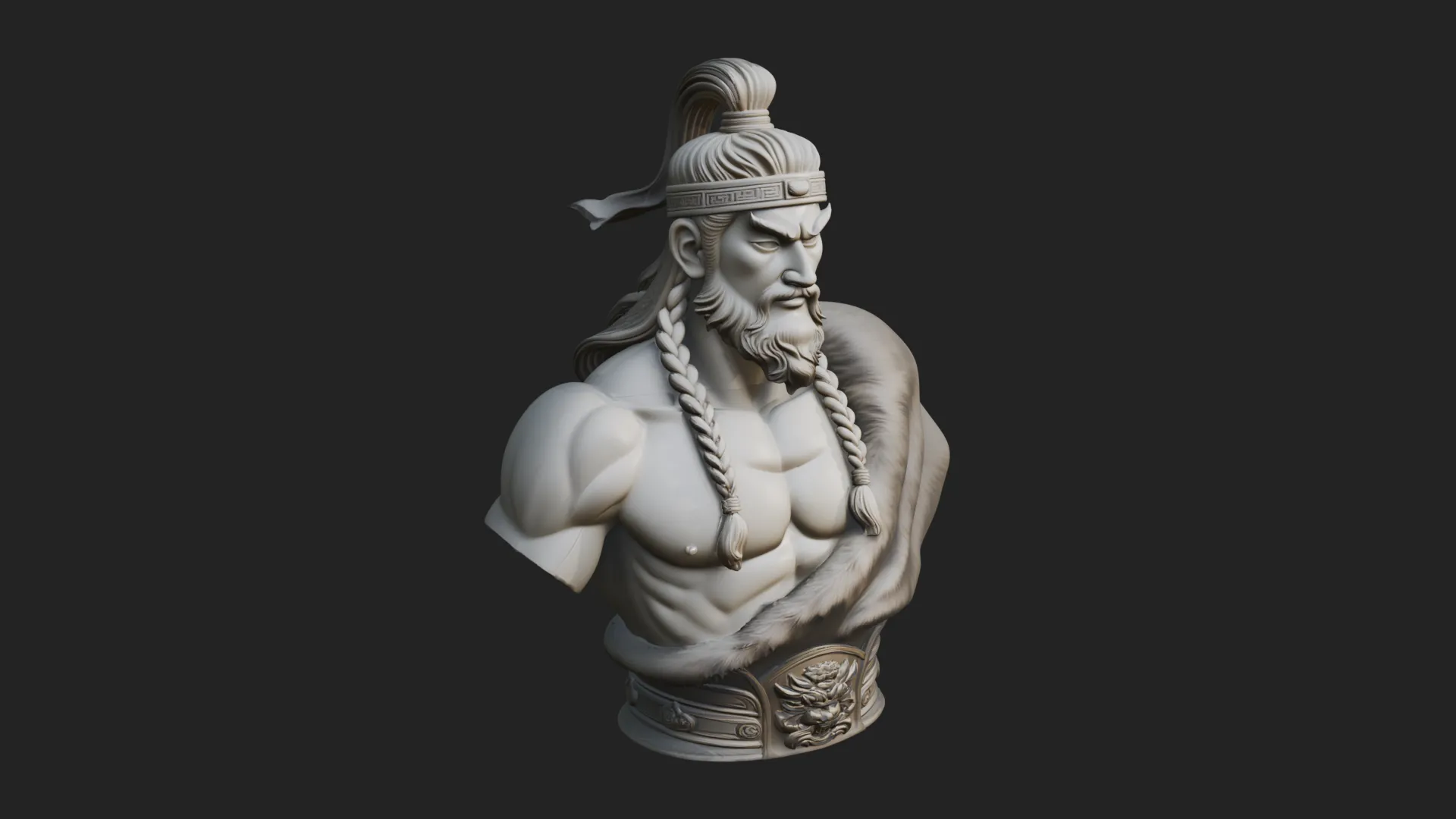 Mongol Warrior Bust Statue Design 5 - 3D Print Model 3D Print Model .c4d .max .obj .3ds .fbx .stl .blend 