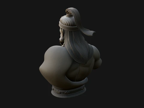 Mongol Warrior Bust Statue Design 5 - 3D Print Model 3D Print Model
