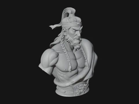 Mongol Warrior Bust Statue Design 5 - 3D Print Model 3D Print Model