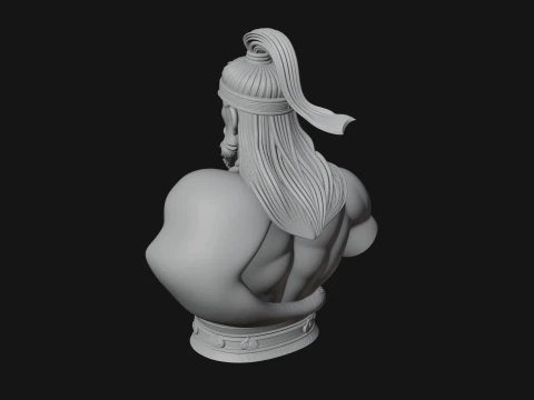 Mongol Warrior Bust Statue Design 5 - 3D Print Model 3D Print Model