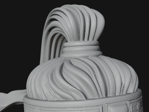 Mongol Warrior Bust Statue Design 5 - 3D Print Model 3D Print Model