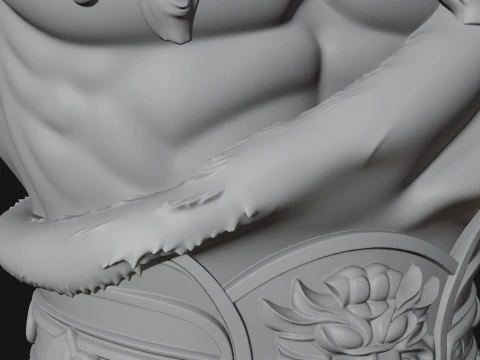 Mongol Warrior Bust Statue Design 5 - 3D Print Model 3D Print Model