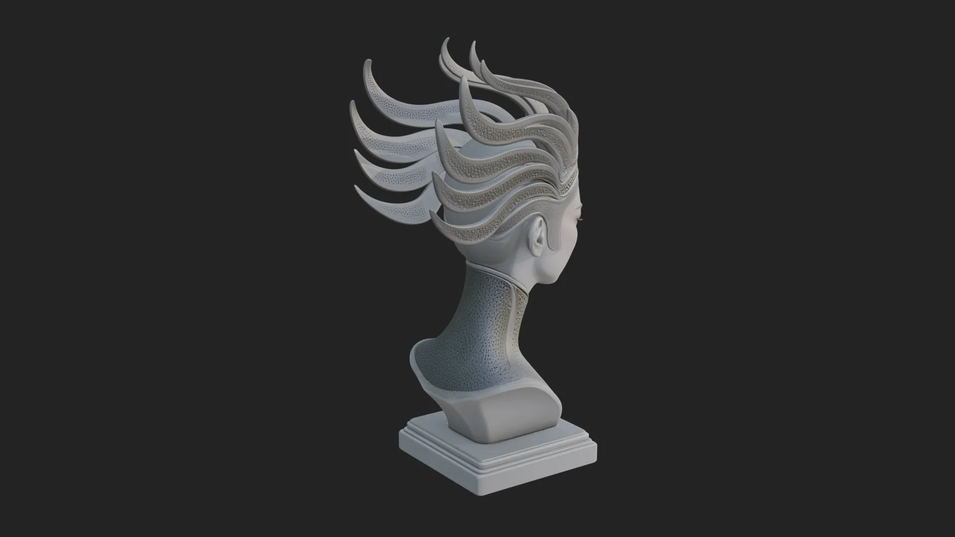 Flame Hair Abstract Bust Statue Design 1 - 3D Print Model 3D Print Model .c4d .max .obj .3ds .fbx .stl .blend 