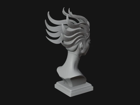 Flame Hair Abstract Bust Statue Design 1 - 3D Print Model 3D Print Model