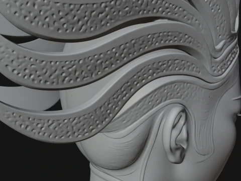 Flame Hair Abstract Bust Statue Design 1 - 3D Print Model 3D Print Model