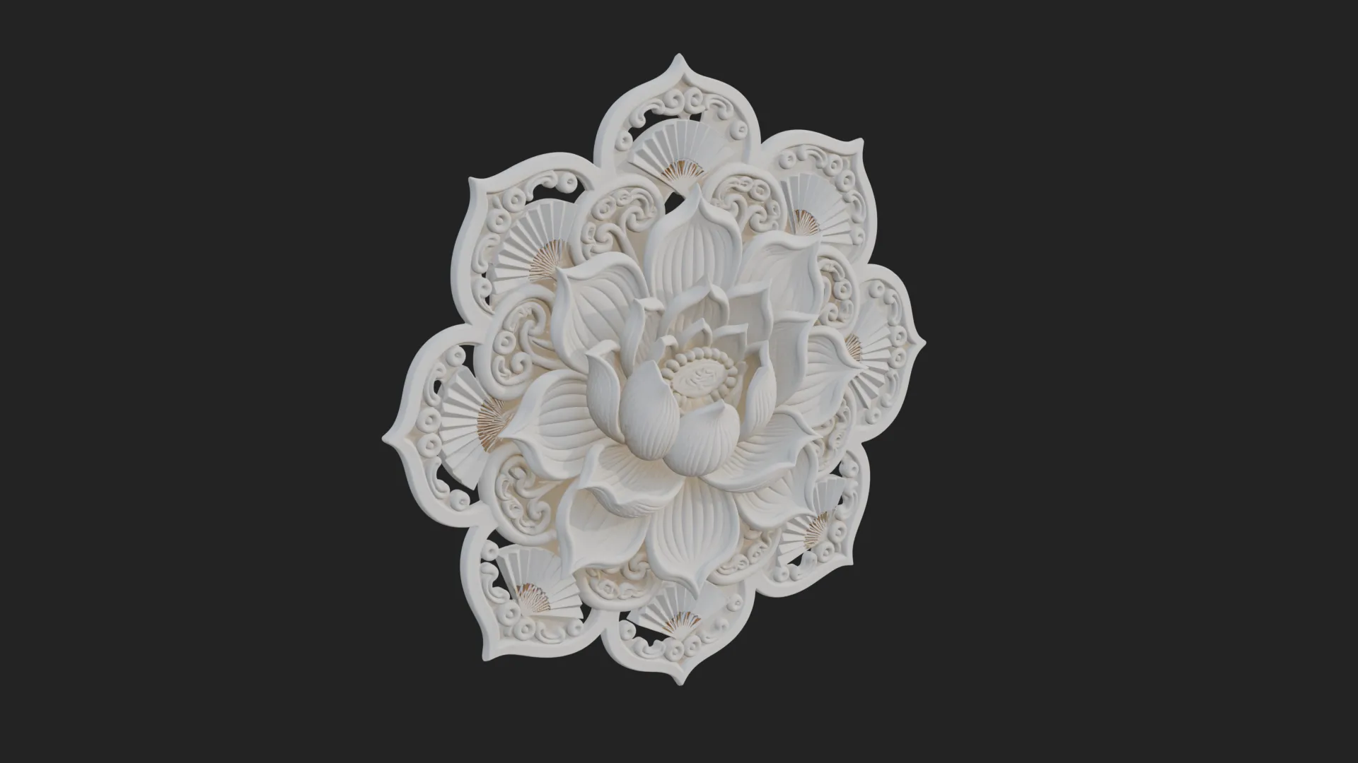 Lotus Mandala Wall Plaque Design 1 - 3D Print Model 3D Print Model .c4d .max .obj .3ds .fbx .stl .blend 