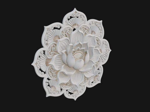 Lotus Mandala Wall Plaque Design 1 - 3D Print Model 3D Print Model