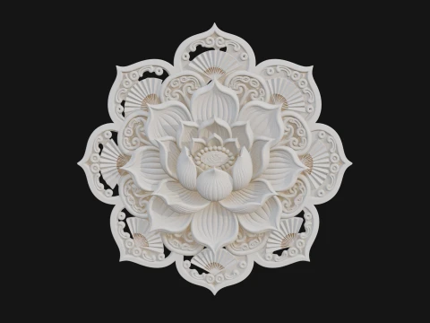 Lotus Mandala Wall Plaque Design 1 - 3D Print Model 3D Print Model