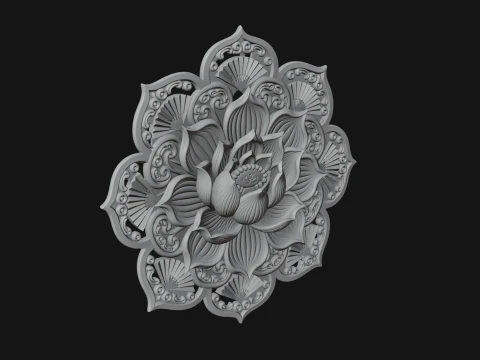 Lotus Mandala Wall Plaque Design 1 - 3D Print Model 3D Print Model