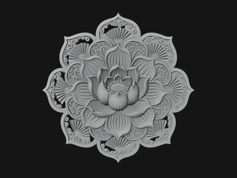 Lotus Mandala Wall Plaque Design 1 - 3D Print Model 3D Print Model