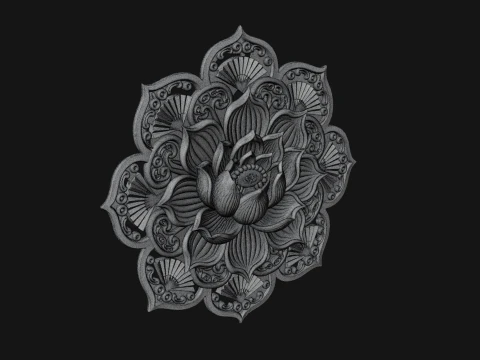 Lotus Mandala Wall Plaque Design 1 - 3D Print Model 3D Print Model