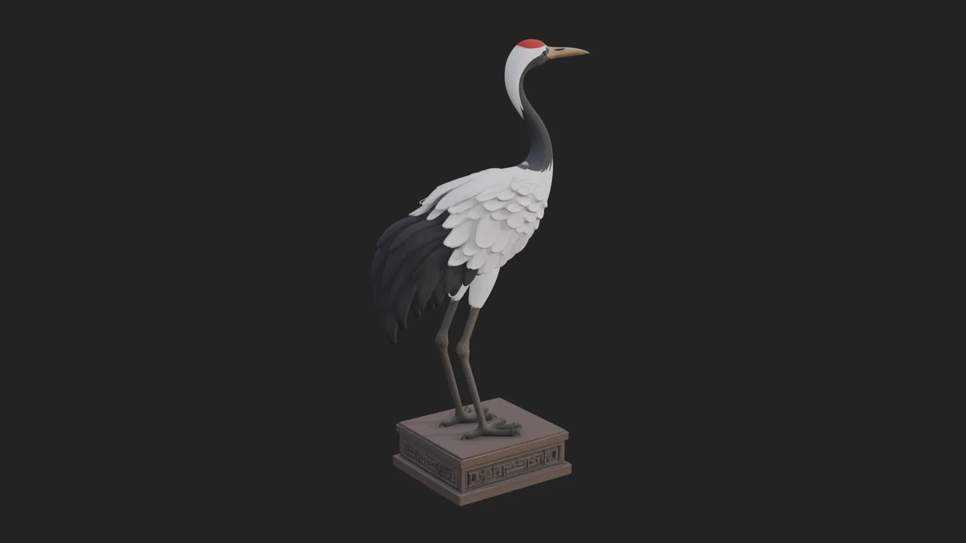 Crane on Pedestal Statue Design 1 - 3D Print Model 3D Print Model .c4d .max .obj .3ds .fbx .stl .blend 